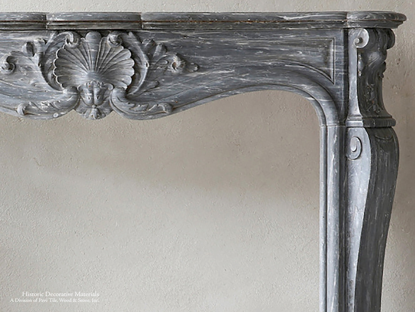 Louis XV Italian Blue Turquin Marble French 19th Century Fireplace Mantel