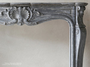 Louis XV Italian Blue Turquin Marble French 19th Century Fireplace Mantel