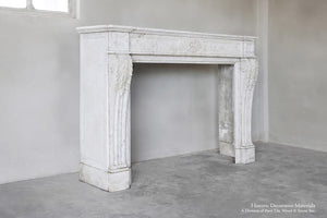 Louis XVI 19th Century Antique Bianca Carrara Marble Fireplace Mantel 