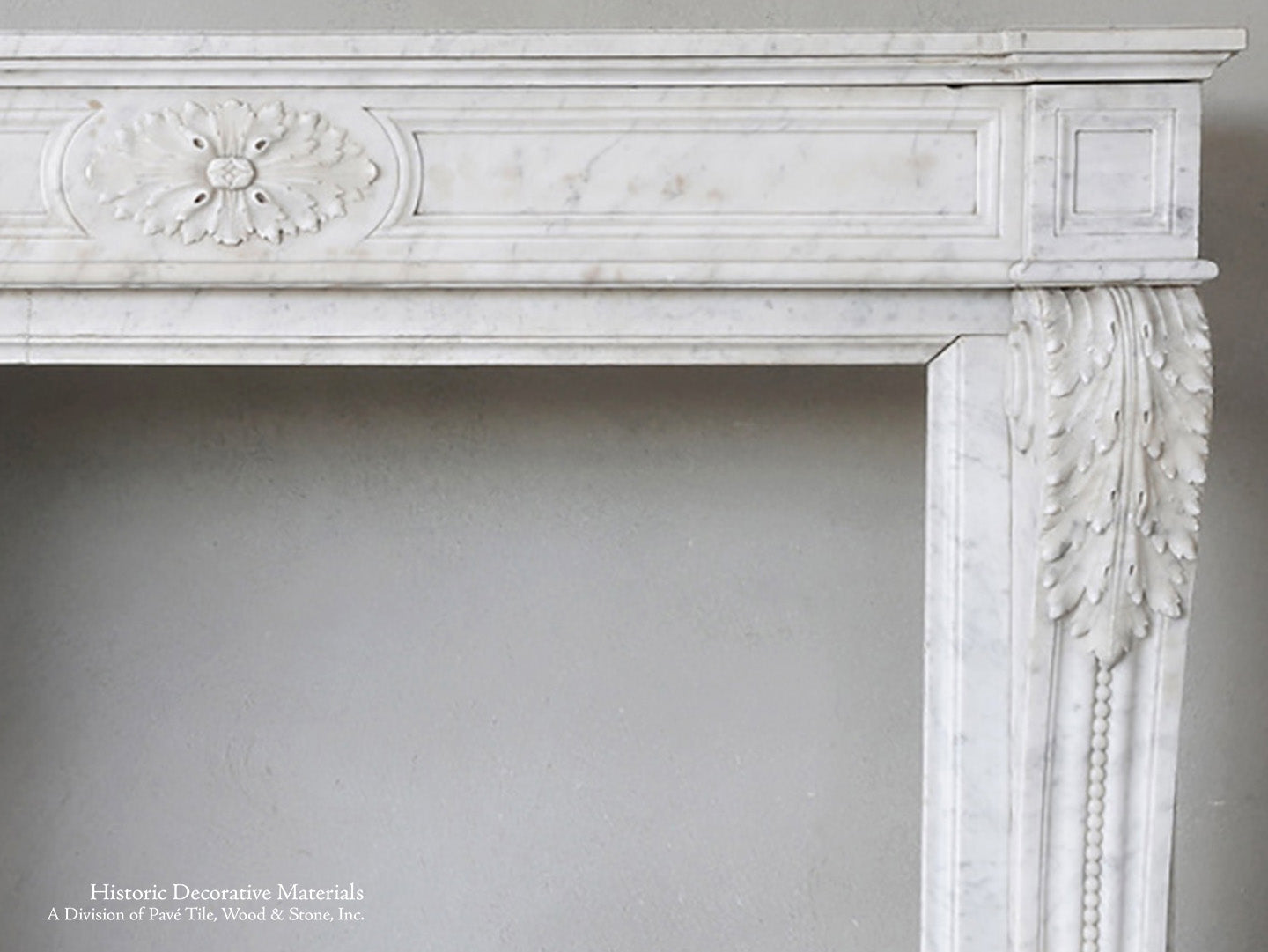Louis XVI 19th Century Antique Bianca Carrara Marble Fireplace Mantel 
