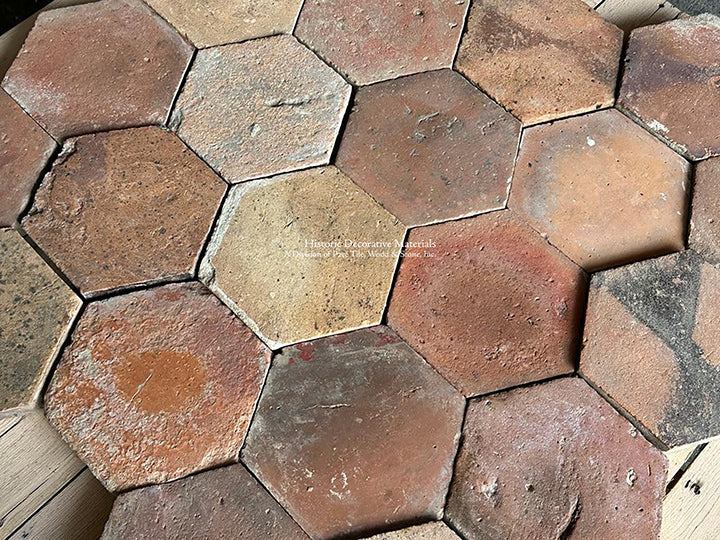 Interior designers love the color variations of French reclaimed terra cotta tiles.