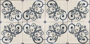 16th Century Italian Decorative Tile - Giardino on Vintage Warm White Field Tile