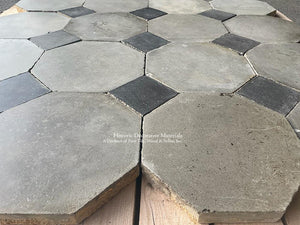 Antique French Gray Octagon Cement Tile + Charcoal Gray Cabochon is the perfect Parisian entryway floor.