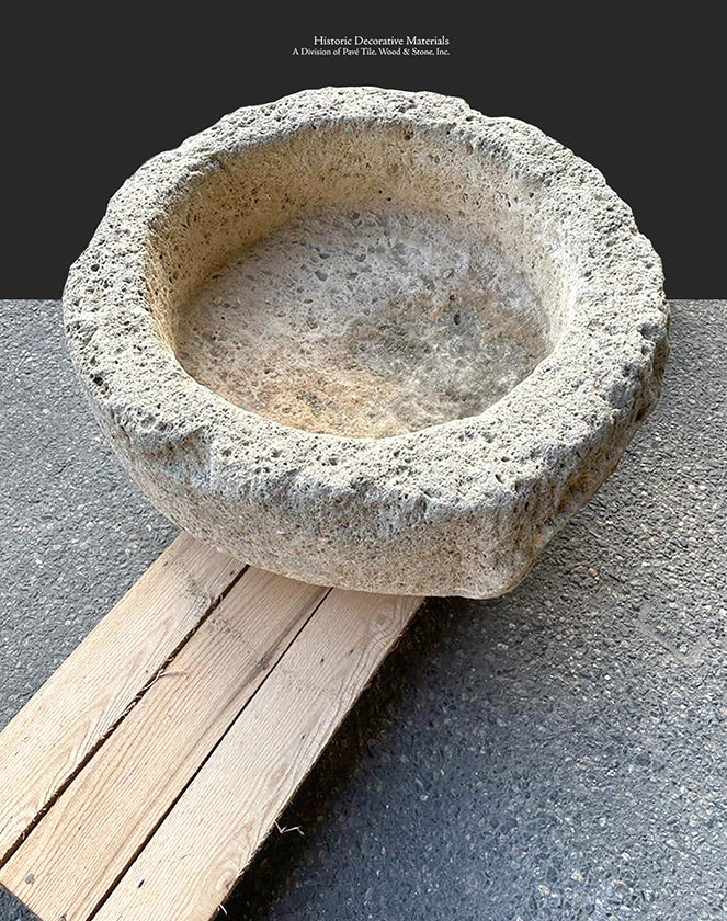 Hand-Carved Antique Spanish Limestone Wash Basin