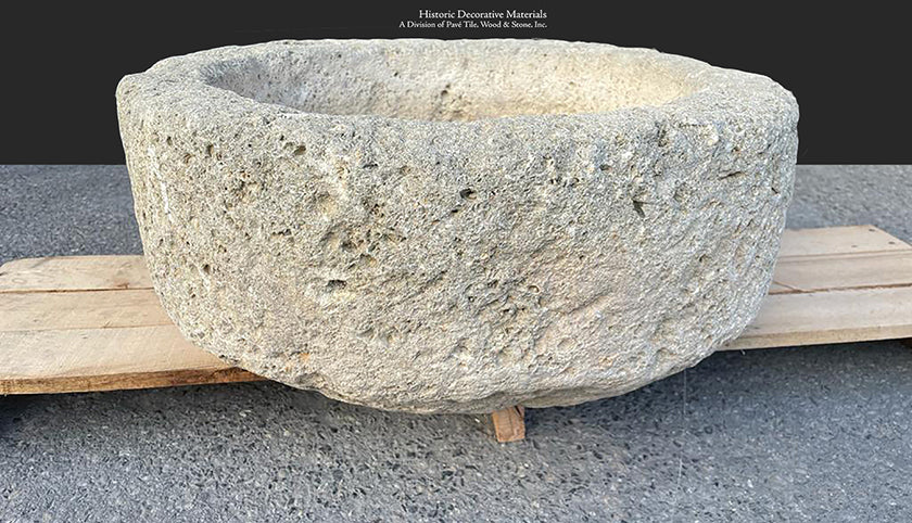 Hand-Carved Antique Spanish Limestone Wash Basin