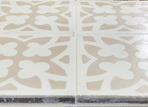 Antiqued by hand to accelerate the surface of the cement tile into a satin patina