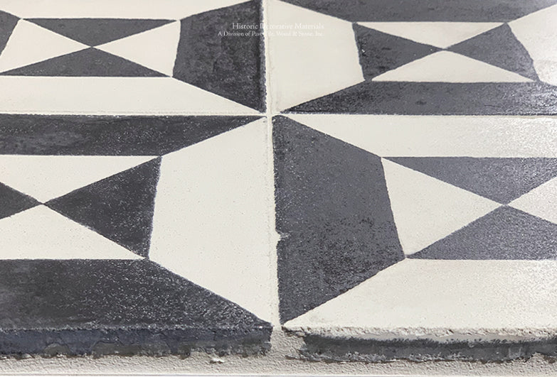 Antiqued by hand to accelerate the surface of the cement tile into a satin patina