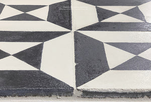 Antiqued by hand to accelerate the surface of the cement tile into a satin patina