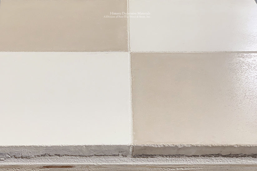 Antiqued by hand to accelerate the surface of the cement tile into a satin patina