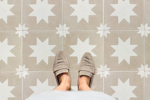 Catalan Farmhouse 1850 Antiqued Cement Tile Collection - Twilight: Parchment + Authentic Olde White