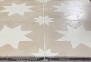 Antiqued by hand to accelerate the surface of the cement tile into a satin patina