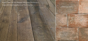 Kings of France Cast Iron Mahogany 18th Century Oak Floors + Cucina della Nonna Italian Farmhouse Terra Cotta Tile