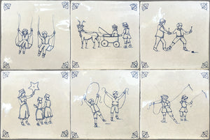 Children playing has 6 motifs in our hand painted Delft tile collection.