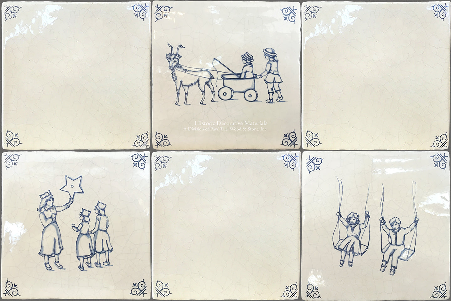 Dutch Blue 17th Century Antiqued Delft Tile: Oxtail Corner Delft Tile