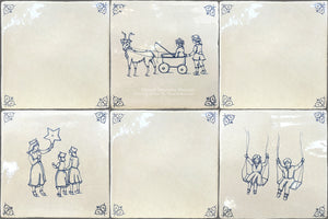 Dutch Blue 17th Century Antiqued Delft Tile: Oxtail Corner Delft Tile