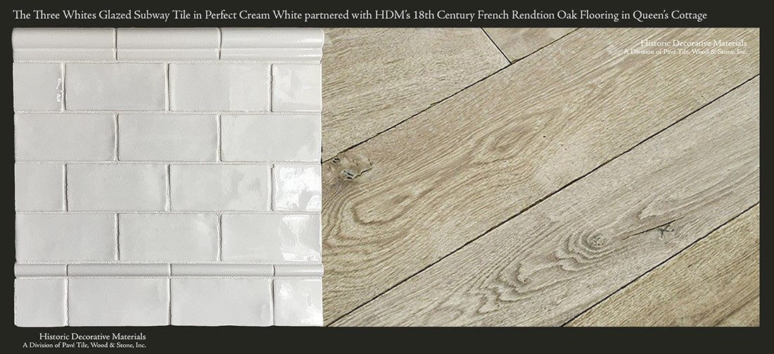 HDM 3" x 6" Subway Tile in Historic White + French Oak Flooring
