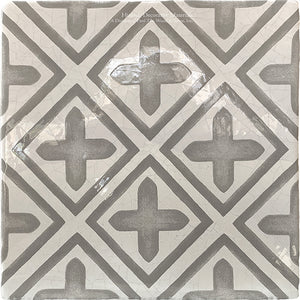 Carriage House English Encaustic Tile Collection - Points of Light on Vintage Warm White