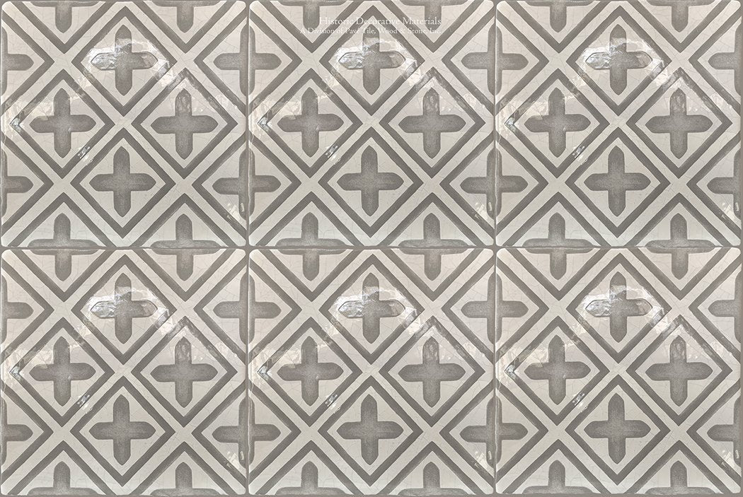 Carriage House English Encaustic Tile Collection - Points of Light on Vintage Warm White
