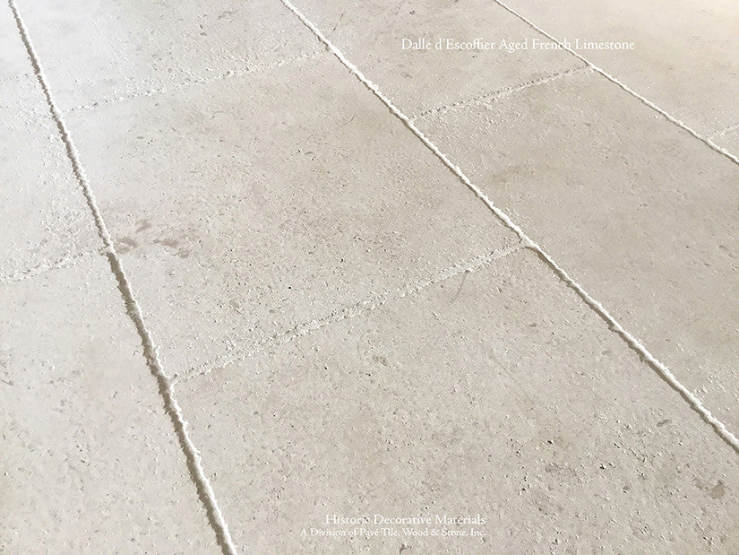Its important to have tight grout lines for the most elegant antique French limestone flooring.
