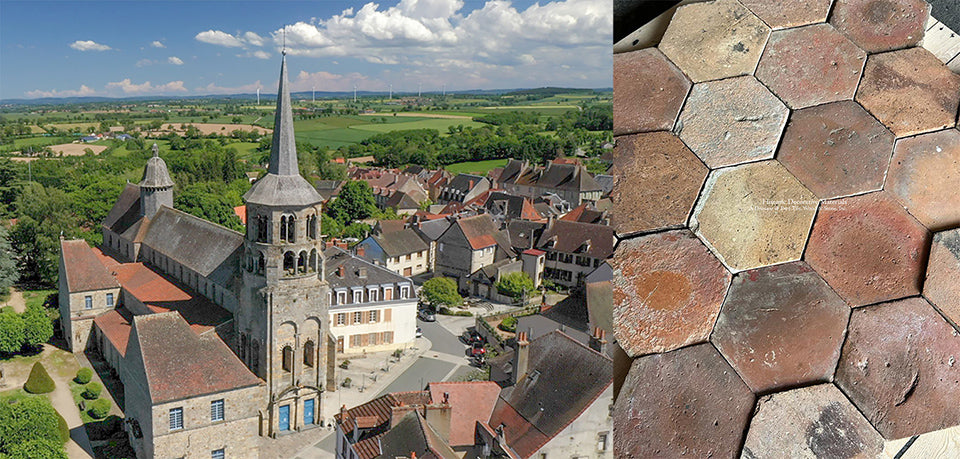 French reclaimed terra cotta tiles installed in cottage homes elevate its historic interior.