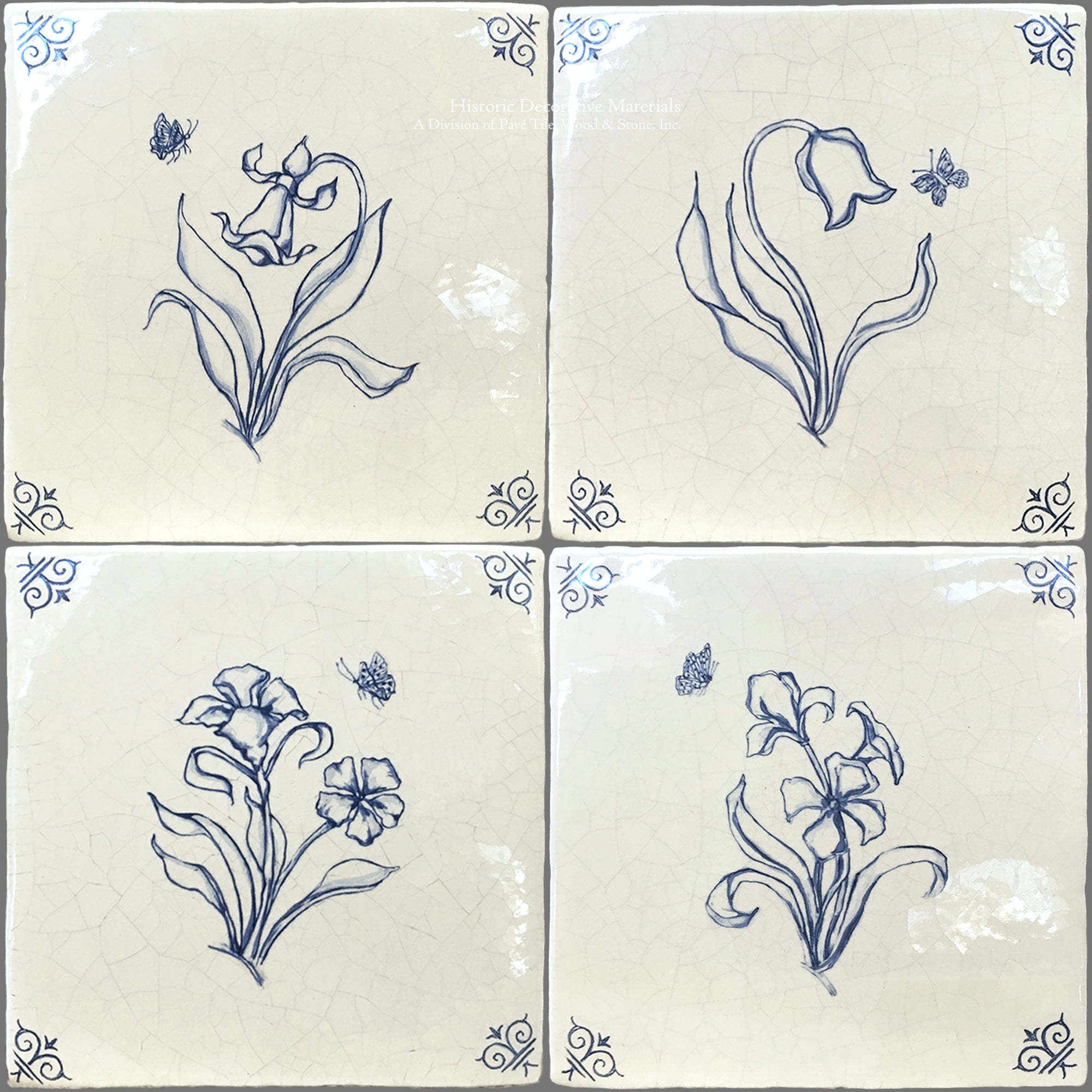 Flowers are motifs that bring joy with antique Delft tiles.