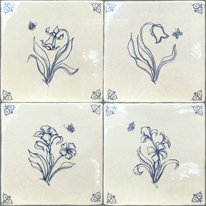 Flowers are motifs that bring joy with antique Delft tiles.