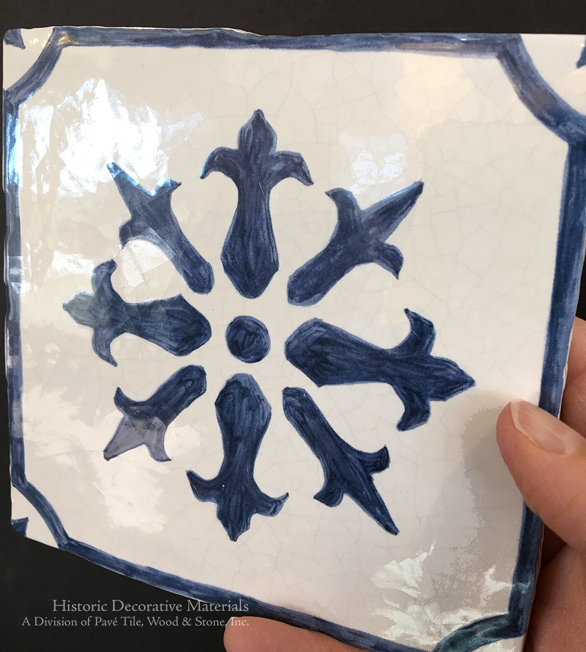 Vintage French Blue & White Patterned Accent Tiles Inspired from Claude Monet.