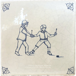 Delft tile motif of children playing hockey is adorable.