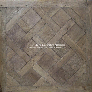 Parquet de Versailles panels from French oak flooring are mosaic in style and elevate an interior.