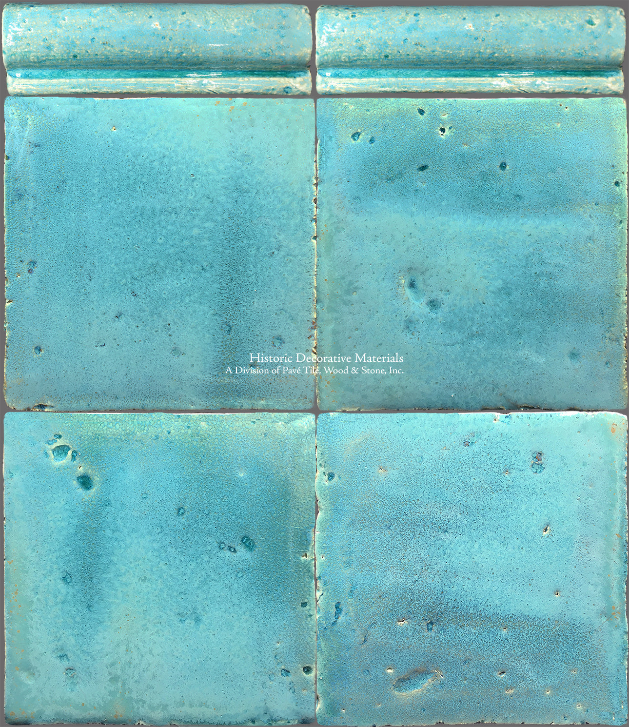  A Jeweled Majolica Wall Tile Collection - Laguna Blu Tile + Chair Rail