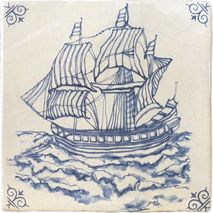 Sailing Ships are 17th Century Antique Delft Tile motifs that remain popular.