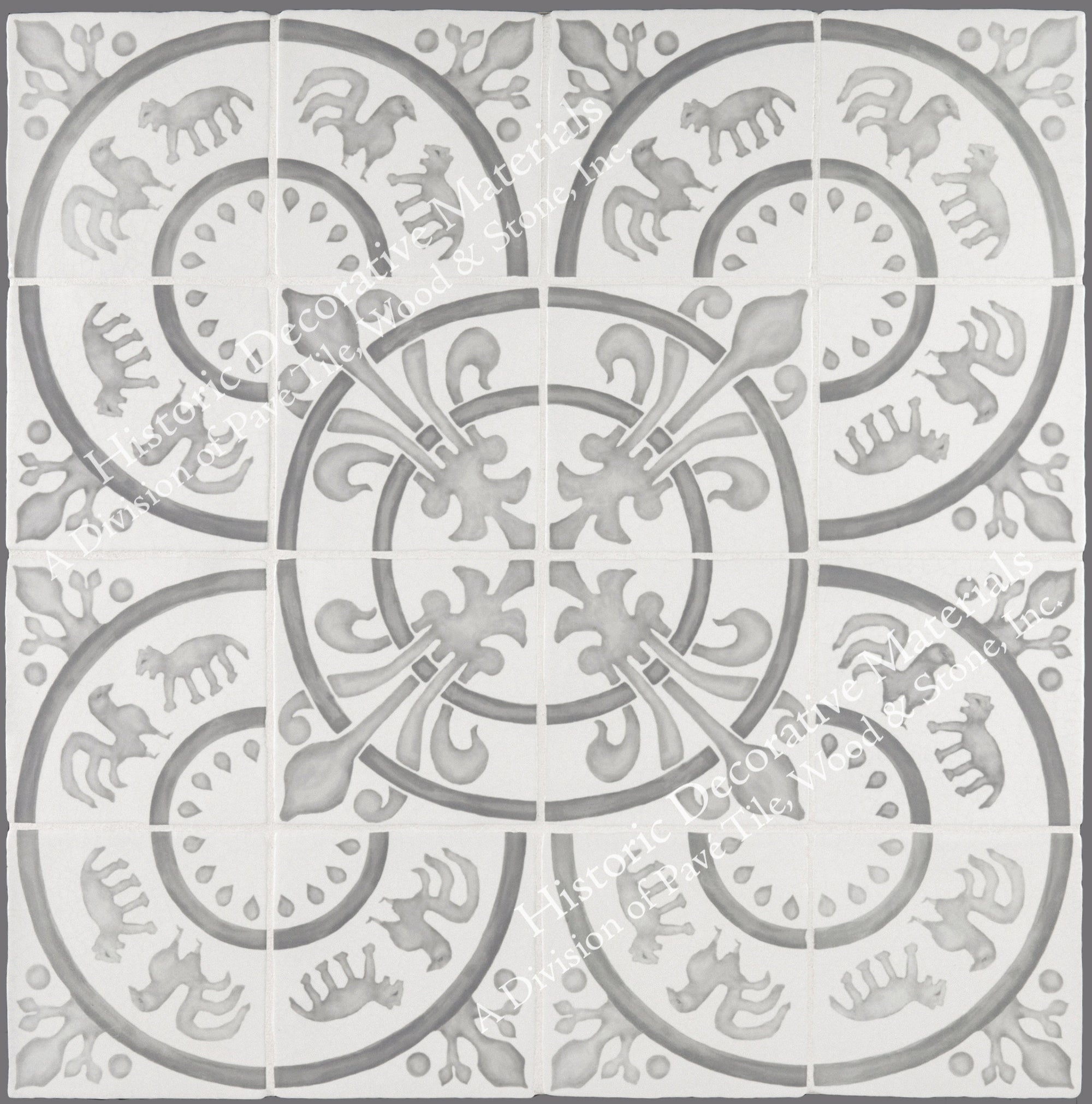 French Encaustic Decorative Wall Tile " Rosace: Queen's Country House"