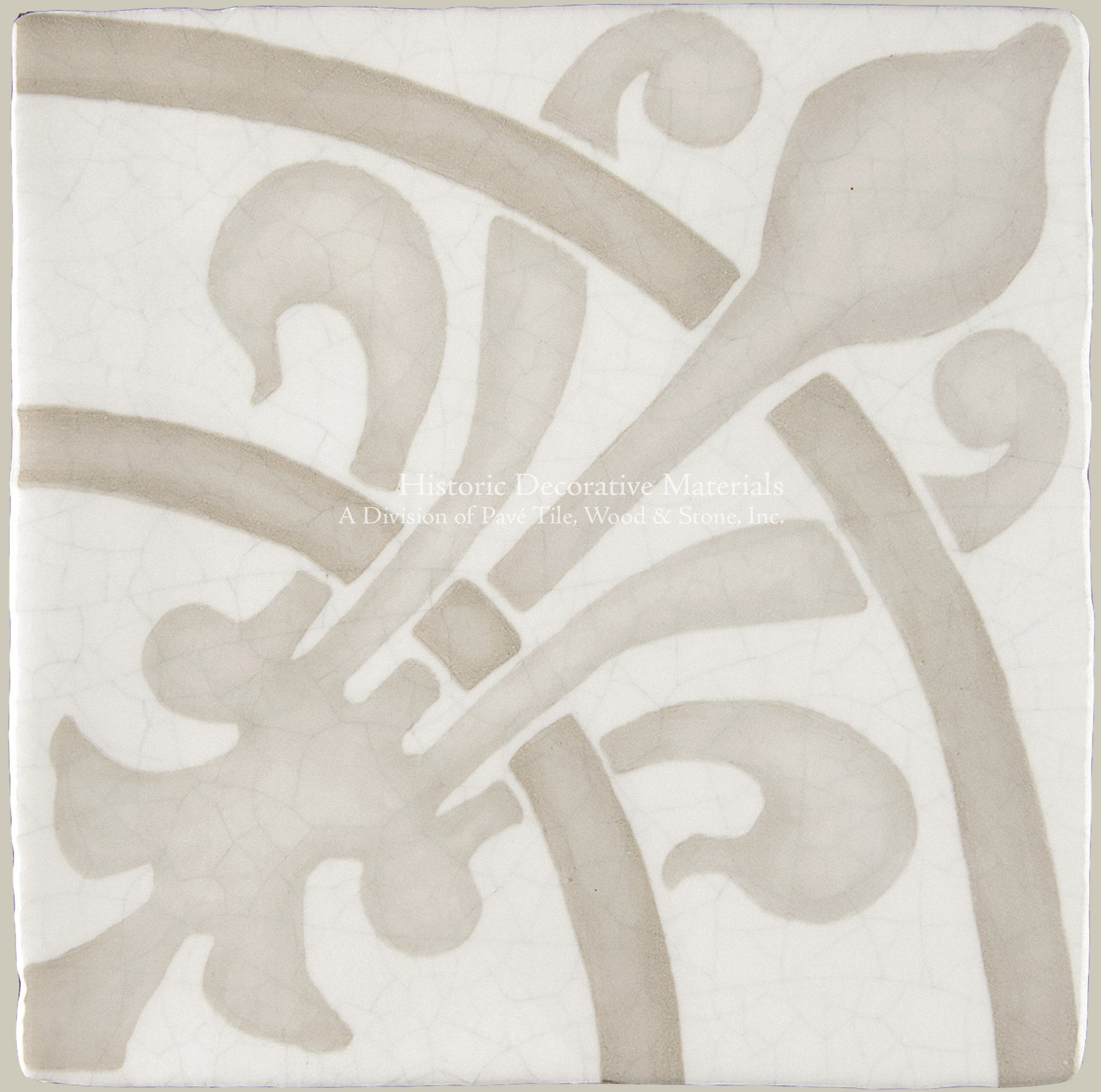 French Encaustic Decorative Wall Tile "Rosace: Fleur de Lys"