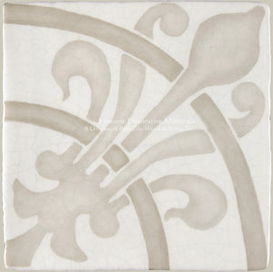 French Encaustic Decorative Wall Tile "Rosace: Fleur de Lys"