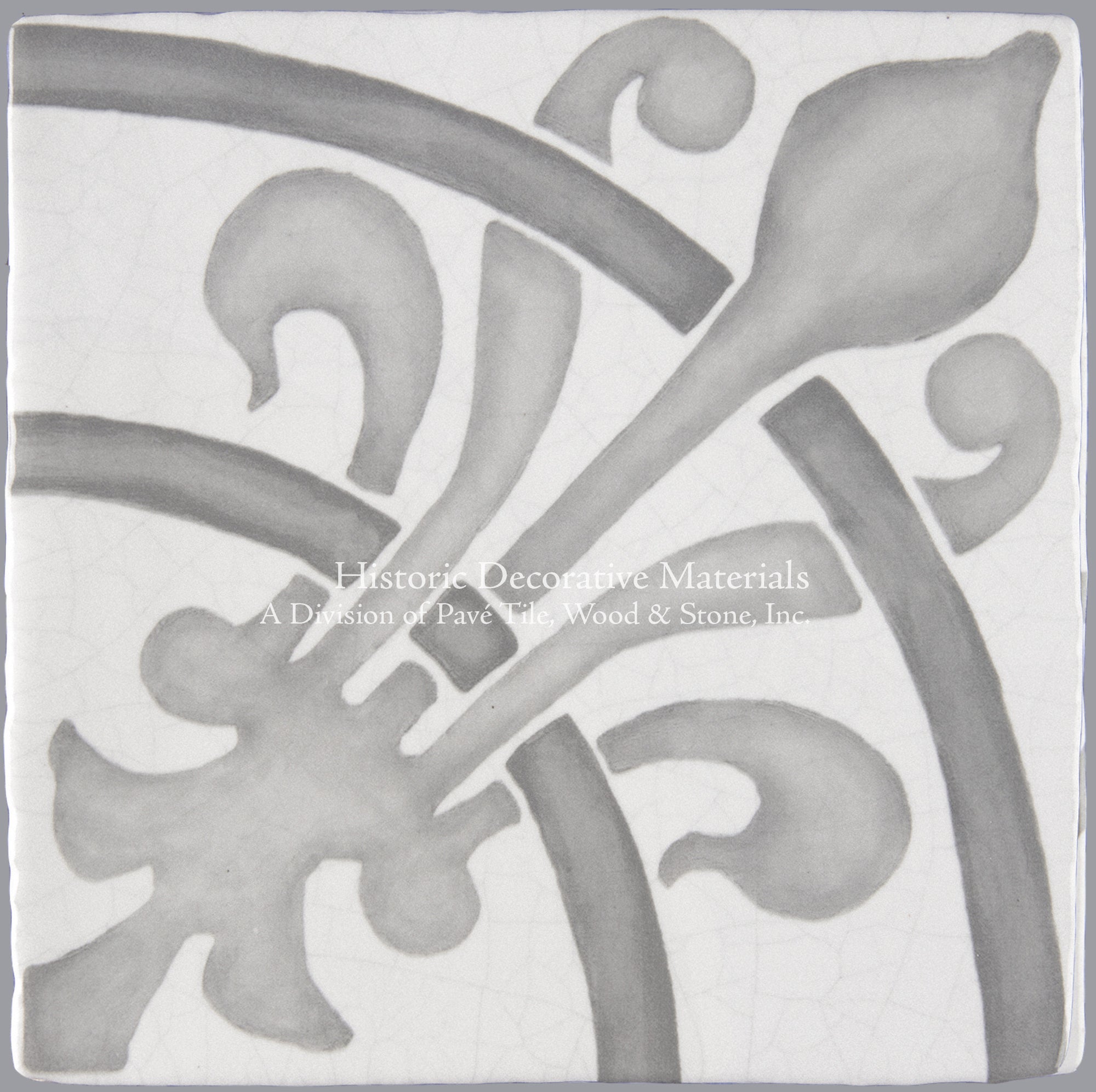 French Encaustic Decorative Wall Tile "Rosace: Fleur de Lys"