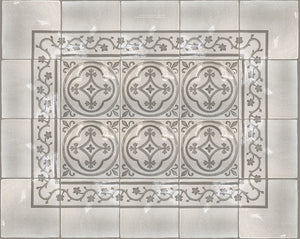 Carriage House English Encaustic Tile Collection - Oak Leaf Border, Oak Leaf Corner & English Rose on Vintage Warm White