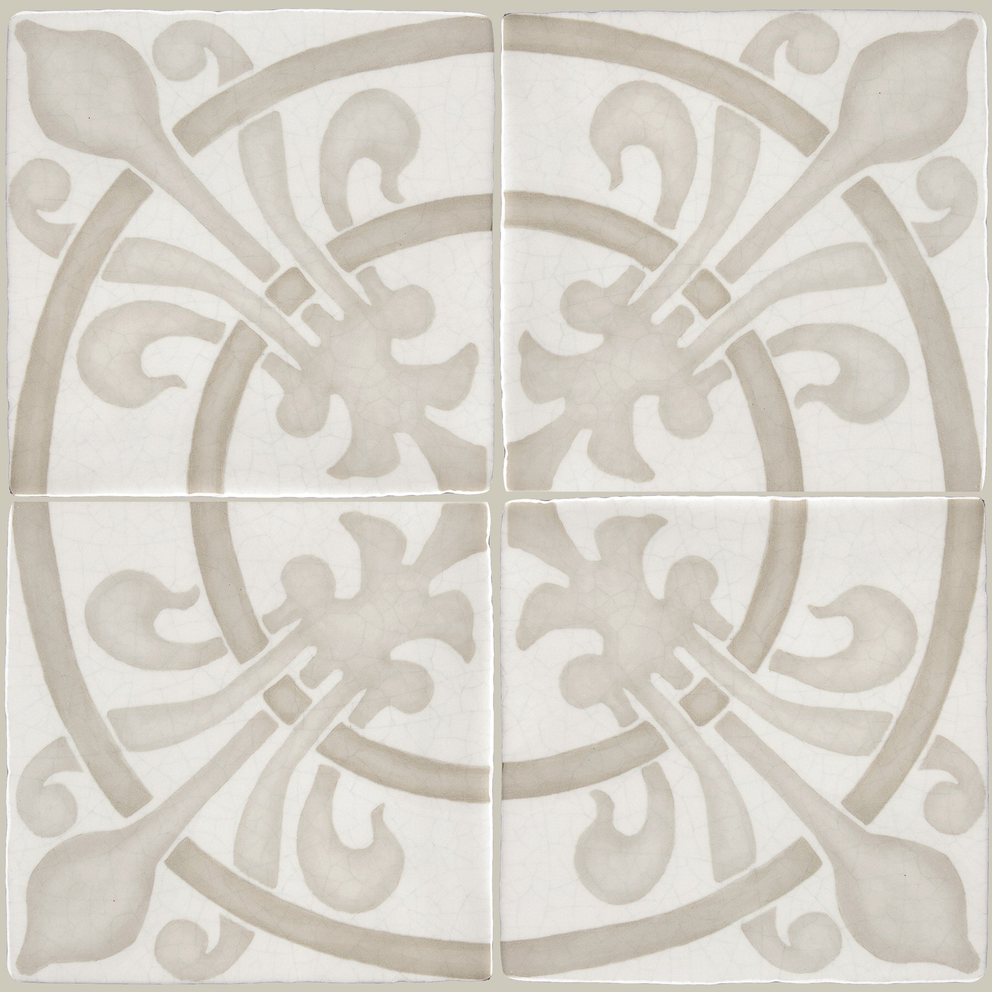 French Encaustic Decorative Wall Tile "Rosace: Fleur de Lys"