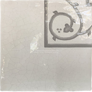 Carriage House English Encaustic Tile Collection - Scroll Corner on Vintage Warm White