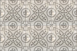 Carriage House English Encaustic Tile Collection - King's Medallion on Vintage Warm White