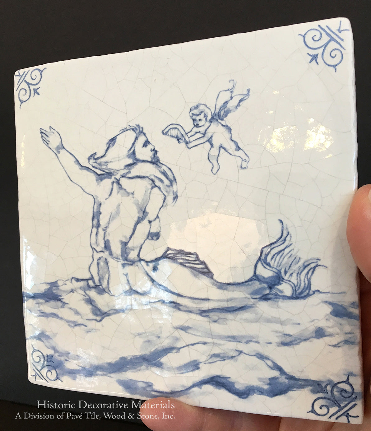 Antiqued Delft Tile - The Conversation on Vintage Warm White Field