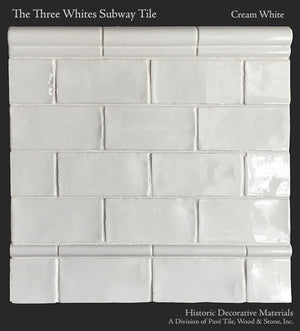 HDM's Glazed 3" x 6" Subway Tile Chair Rail, Pencil Edge and Quarter Round Moldings