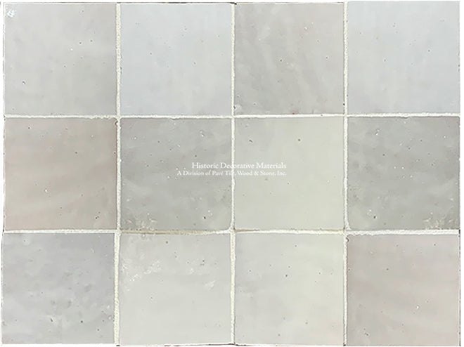 l'Art de Fez Zellige Tile in Blanc de Fez White Zellige