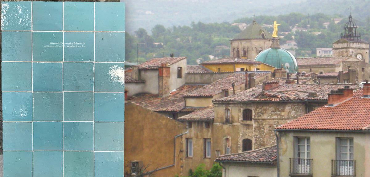 l'Art de Fez Blue Moon Zellige Tile + Reclaimed French Terra Cotta Tiles