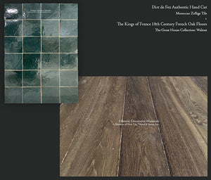 l'Art de Fez Pine Grove Green Zellige Tile + French Oak Floors in Walnut