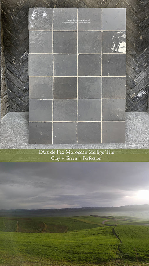 Zellige Stormy Gray + Green